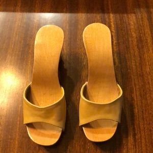 Wooden vintage hand carved mules